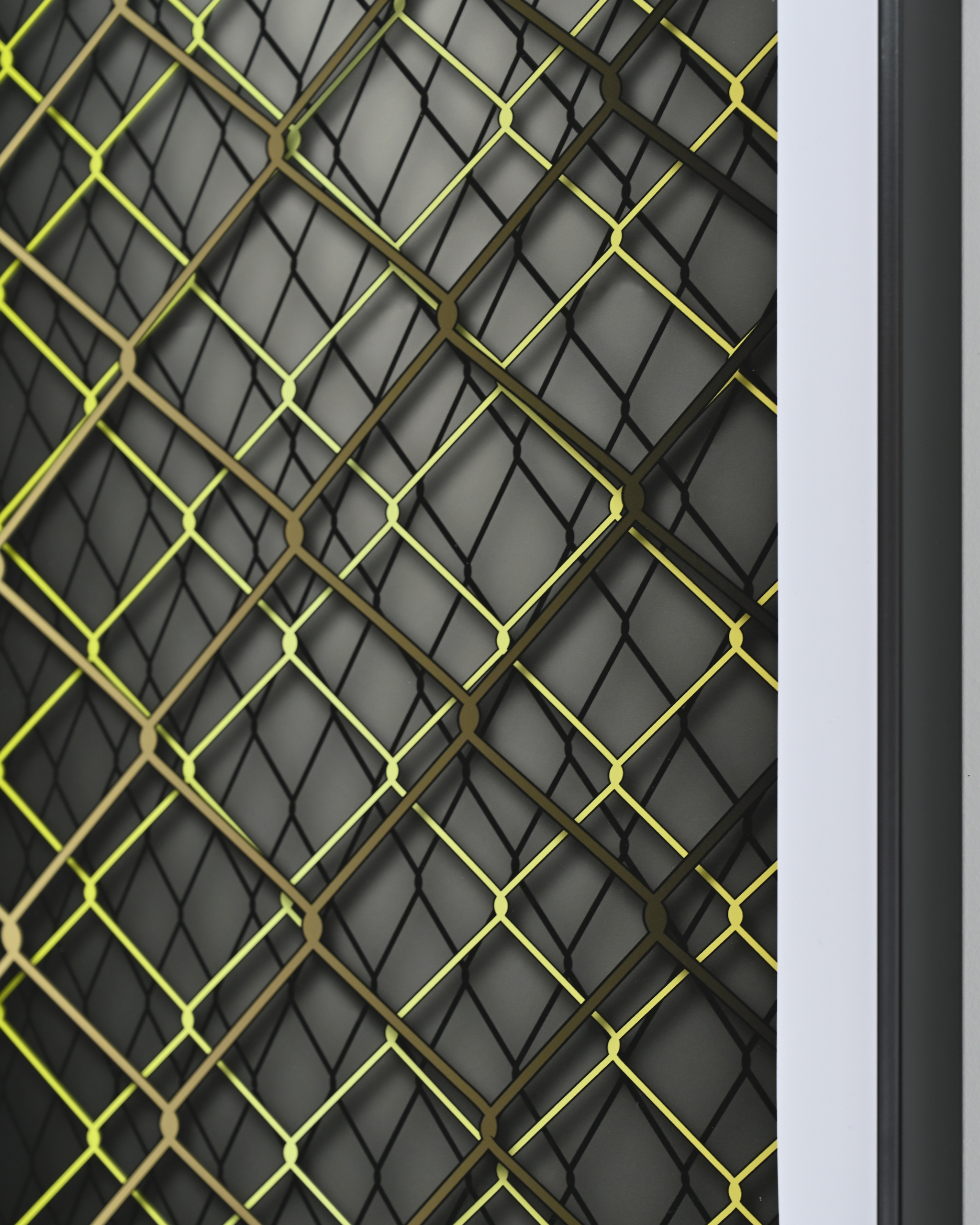 Detail of Held in Place (yellow over black) archival pigment print
